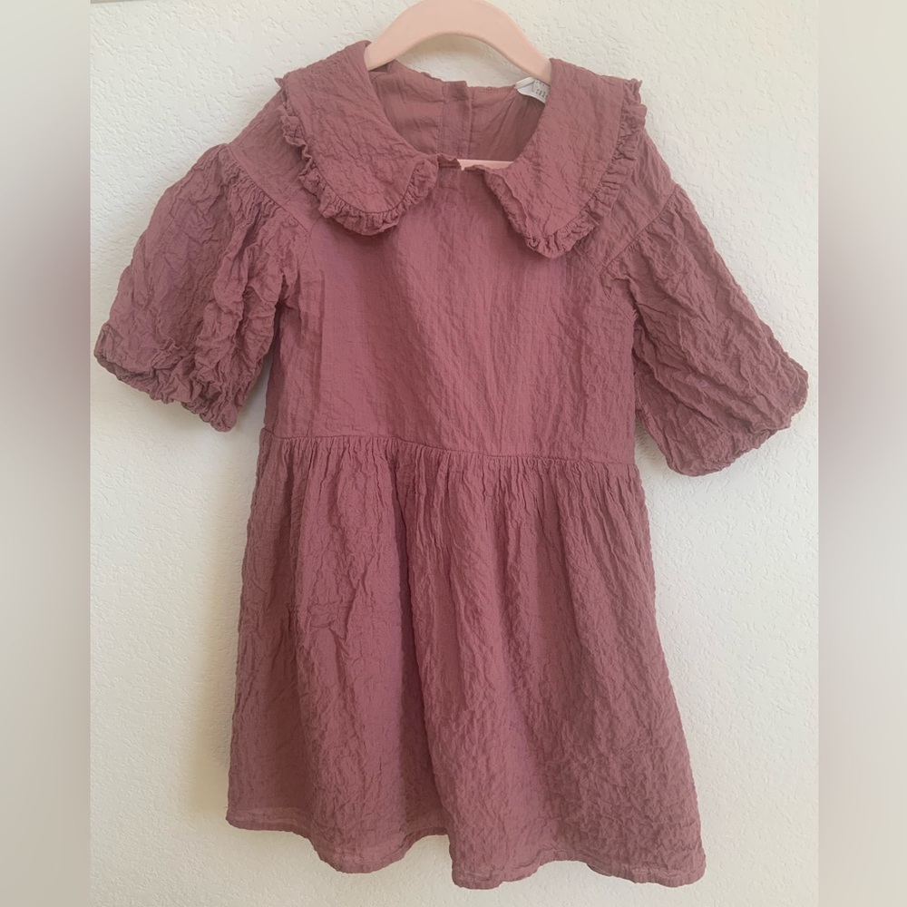 H&M Dusty Rose Ruffle Collar Dress